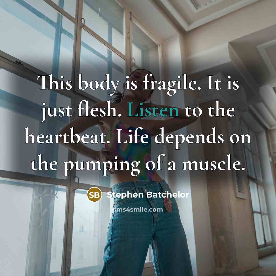 “This body is fragile. It is just flesh. Listen to…” quote by Stephen Batchelor