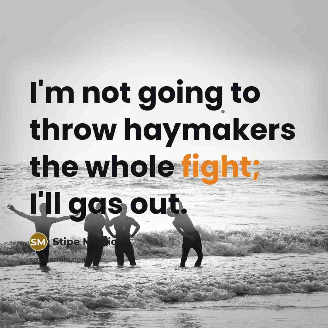 “I'm not going to throw haymakers the whole fight; I'll…” quote by Stipe Miocic