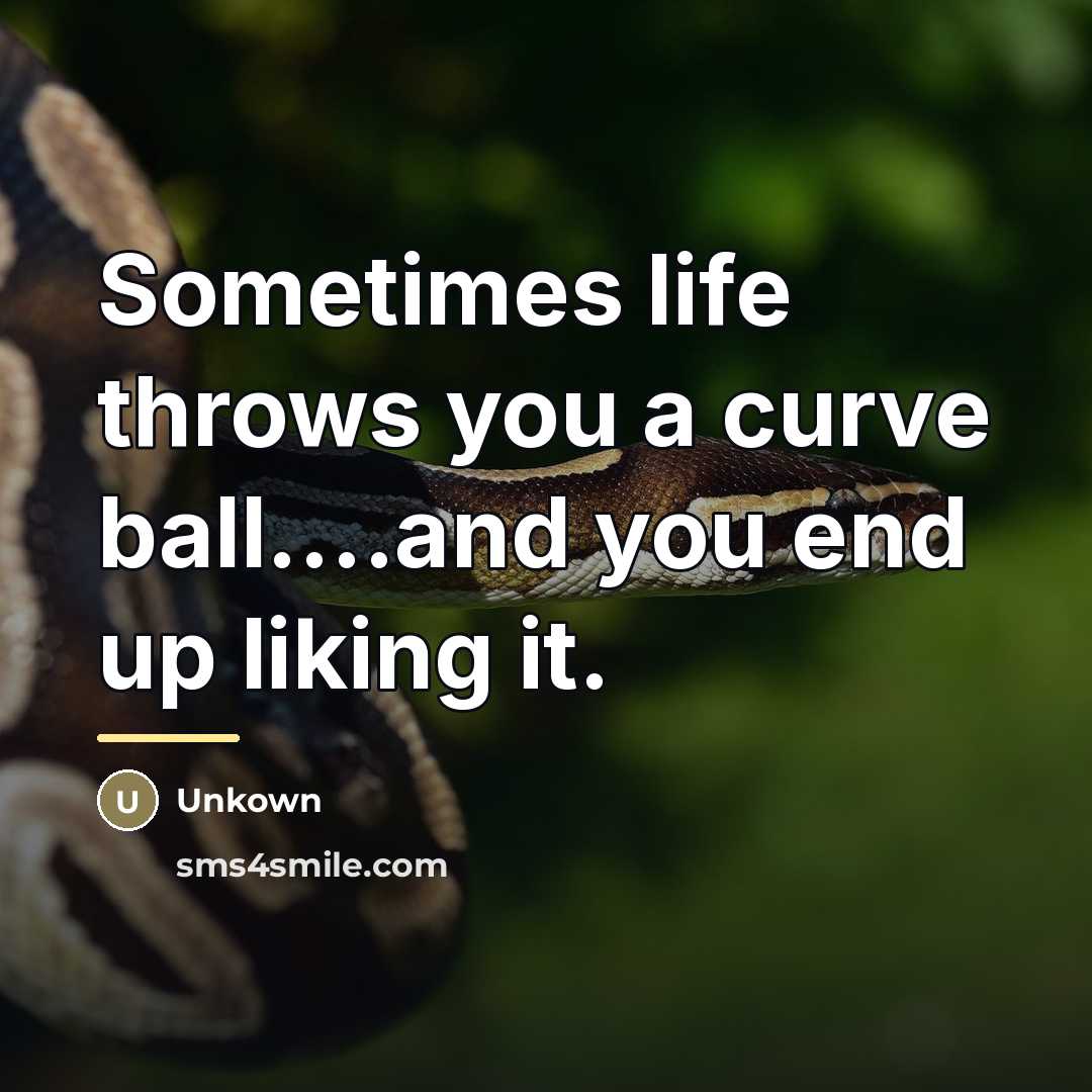 “Sometimes life throws you a curve ball....and you end up…” quote by Unkown