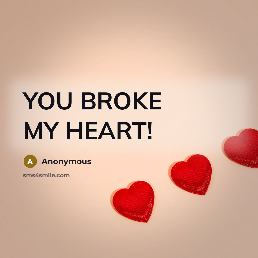 “YOU BROKE MY HEART!…” quote by Anonymous