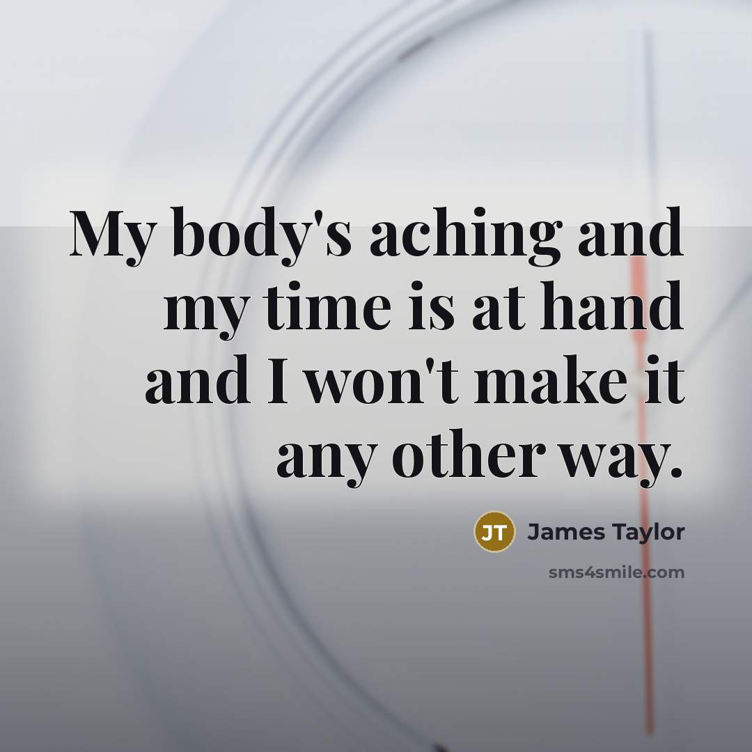 “My body's aching and my time is at hand and I won't make it any other way.” quote by James Taylor