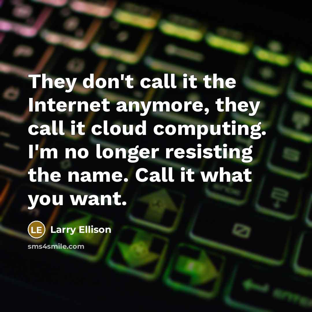 “They don't call it the Internet anymore, they call it…” quote by Larry Ellison
