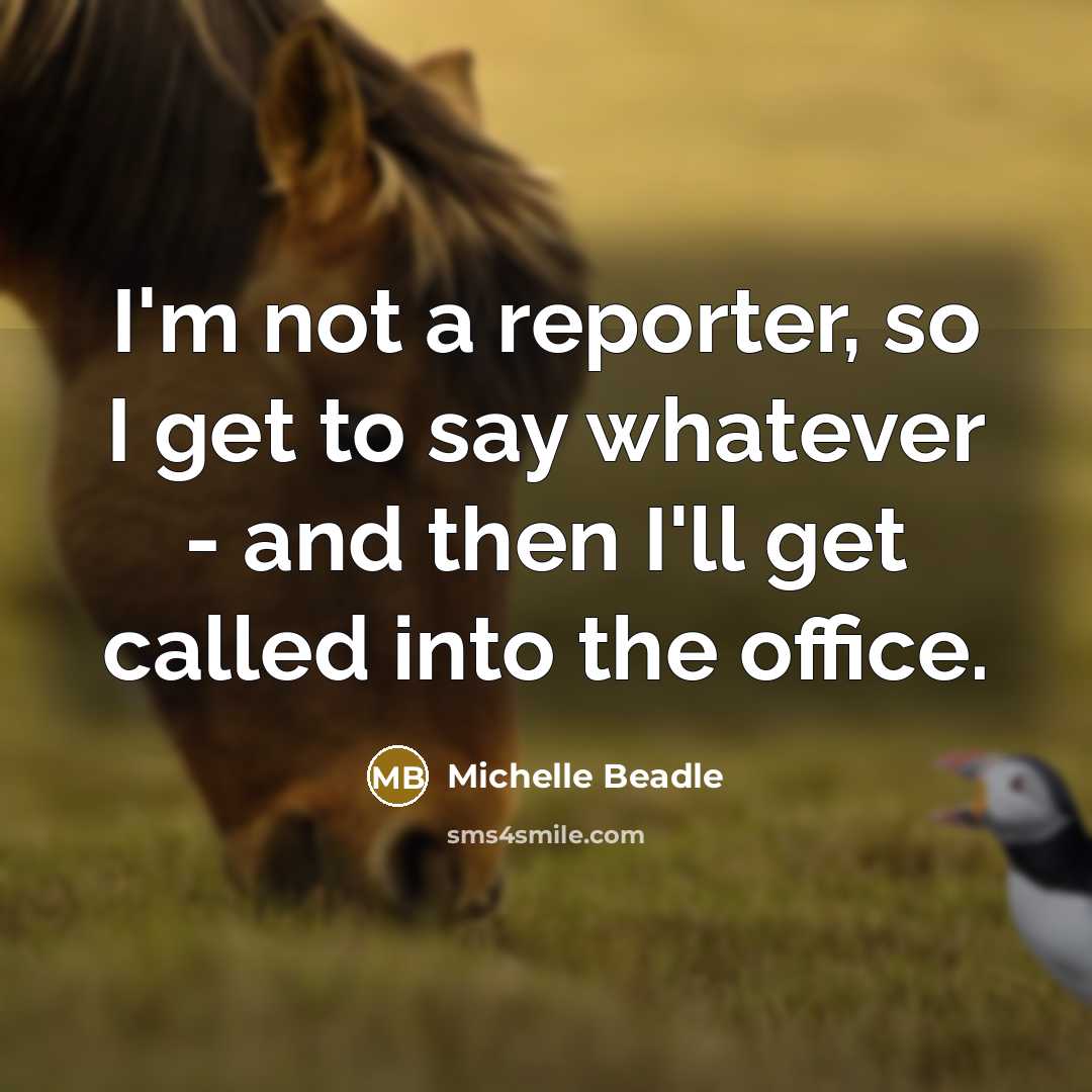 “I'm not a reporter, so I get to say whatever…” quote by Michelle Beadle