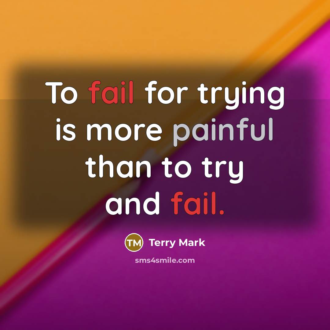 “To fail for trying is more painful than to try and fail.” quote by Terry Mark