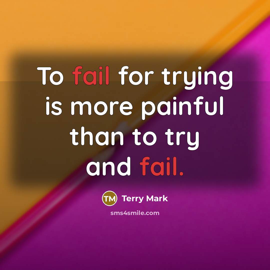 “To fail for trying is more painful than to try…” quote by Terry Mark
