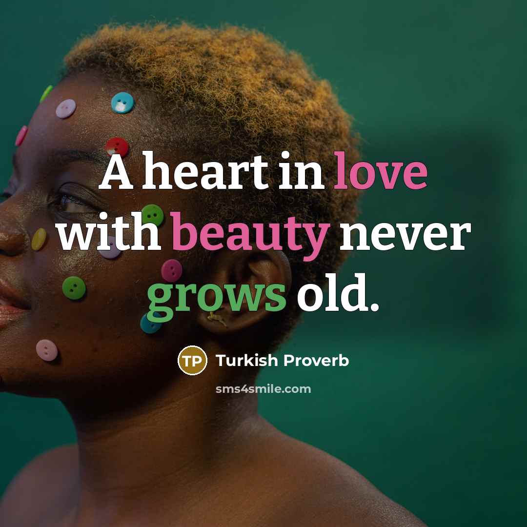 “A heart in love with beauty never grows old.…” quote by Turkish Proverb