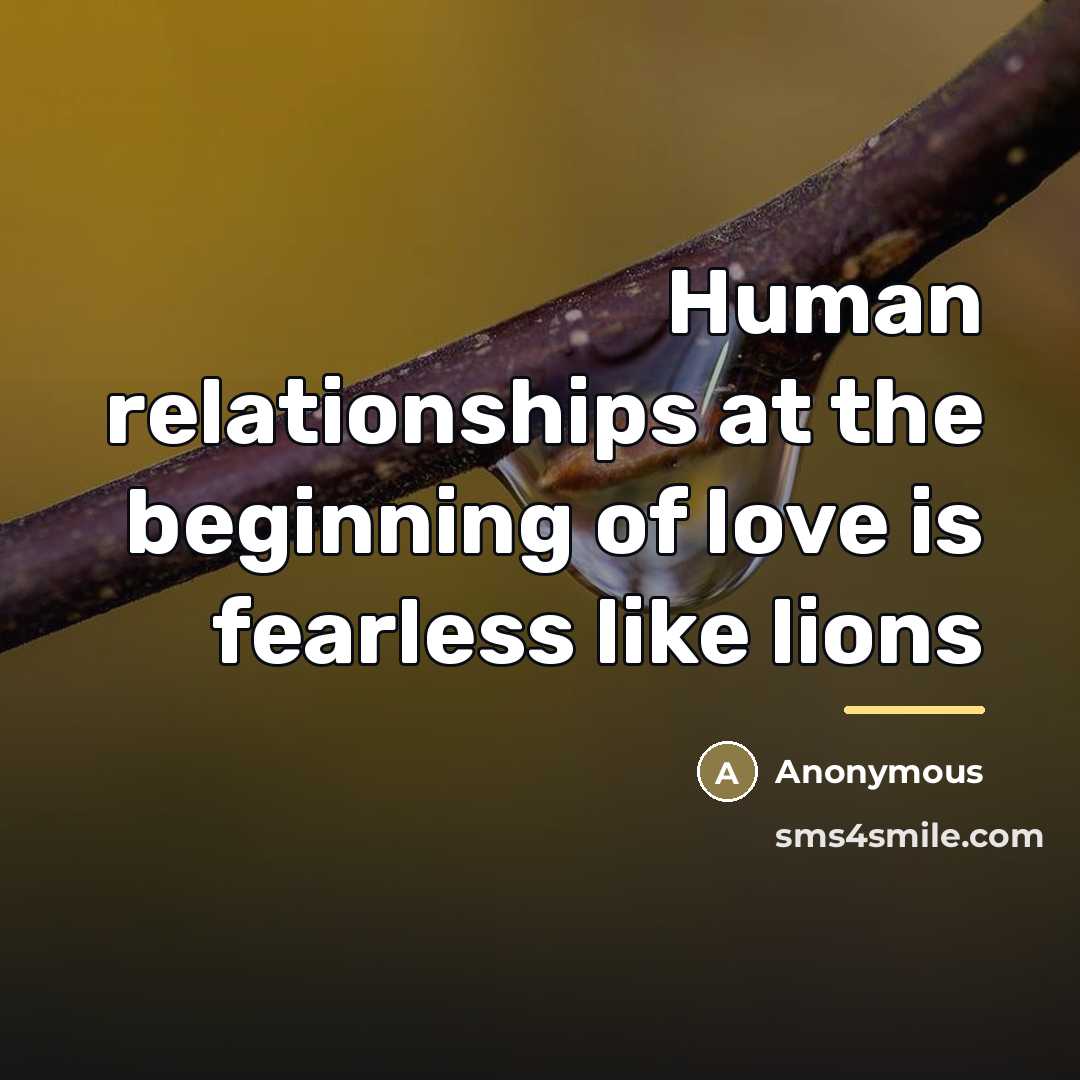 “Human relationships at the beginning of love is fearless like…” quote by Anonymous
