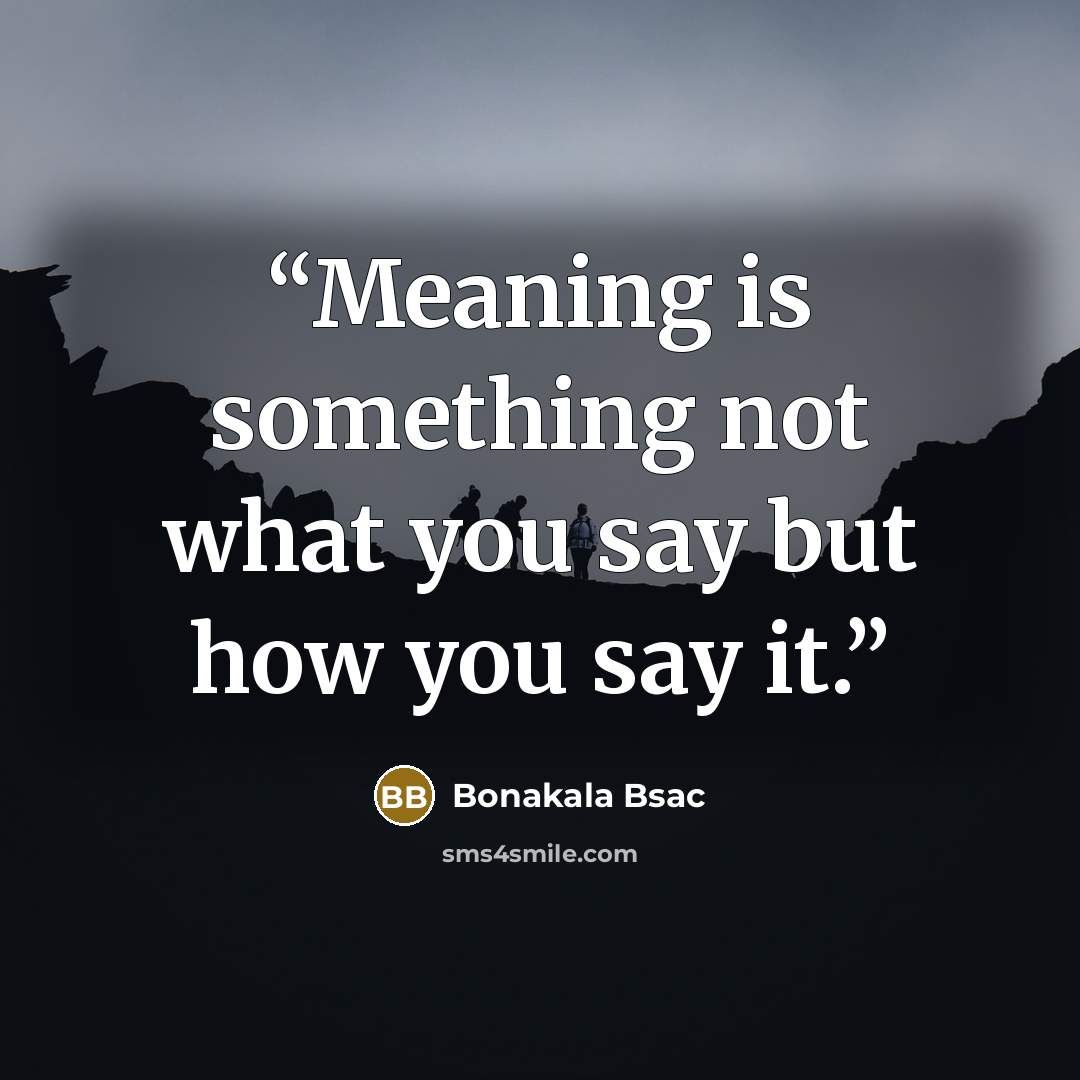 “Meaning is something not what you say but how you say it.” quote by Bonakala Bsac