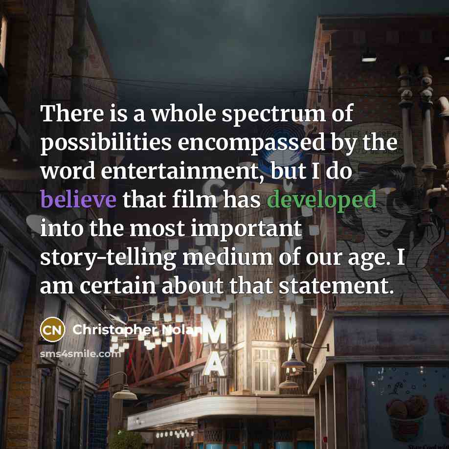“There is a whole spectrum of possibilities encompassed by the…” quote by Christopher Nolan