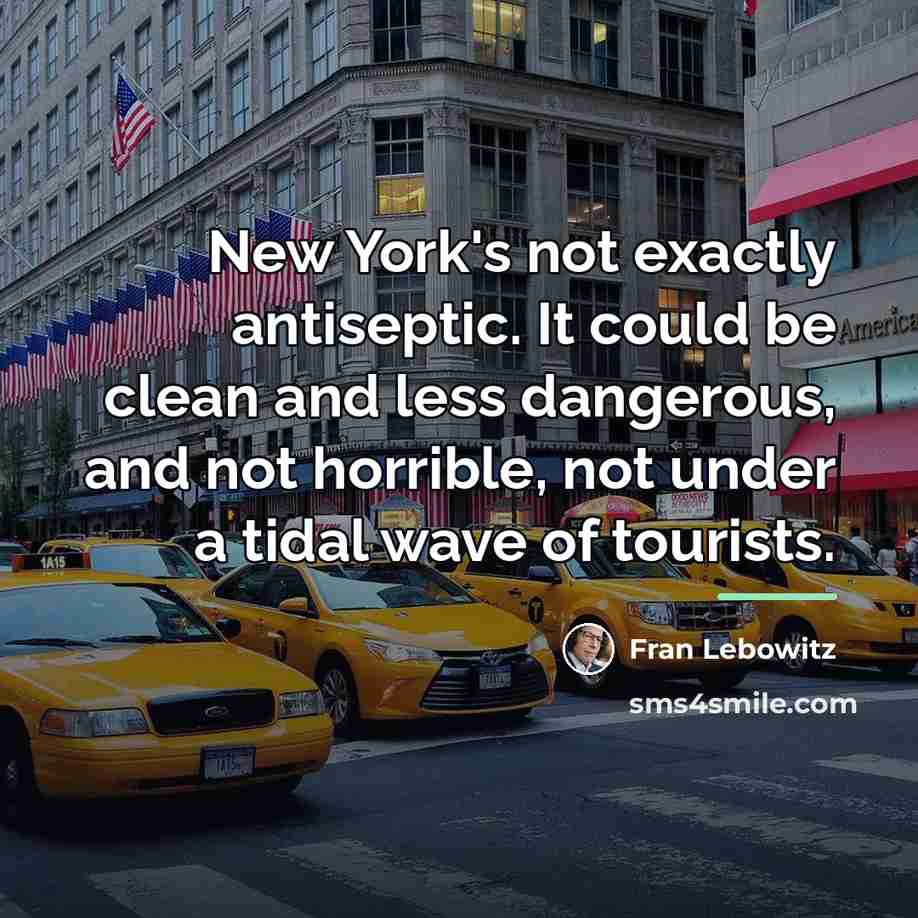 “New York's not exactly antiseptic. It could be clean and…” quote by Fran Lebowitz