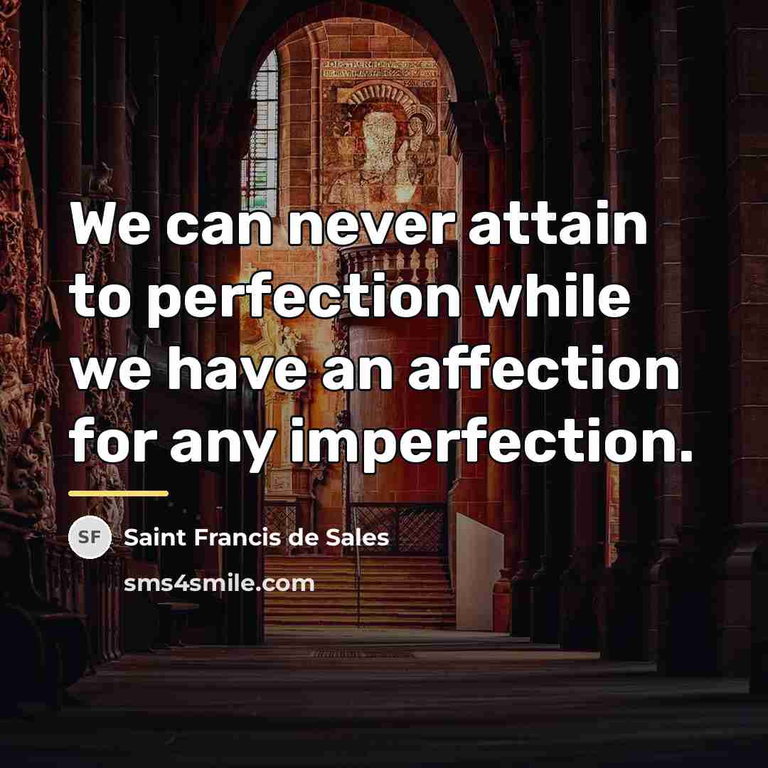 “We can never attain to perfection while we have an…” quote by Saint Francis de Sales