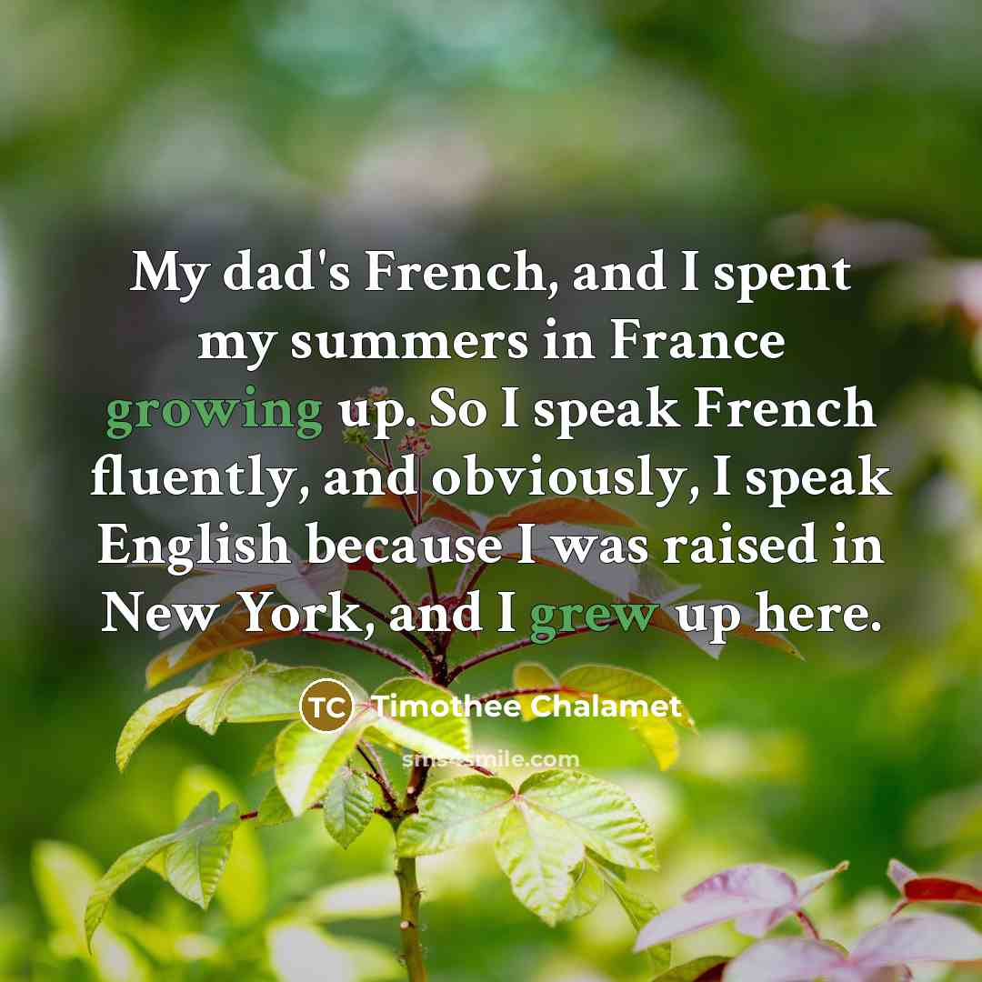 “My dad's French, and I spent my summers in France…” quote by Timothee Chalamet