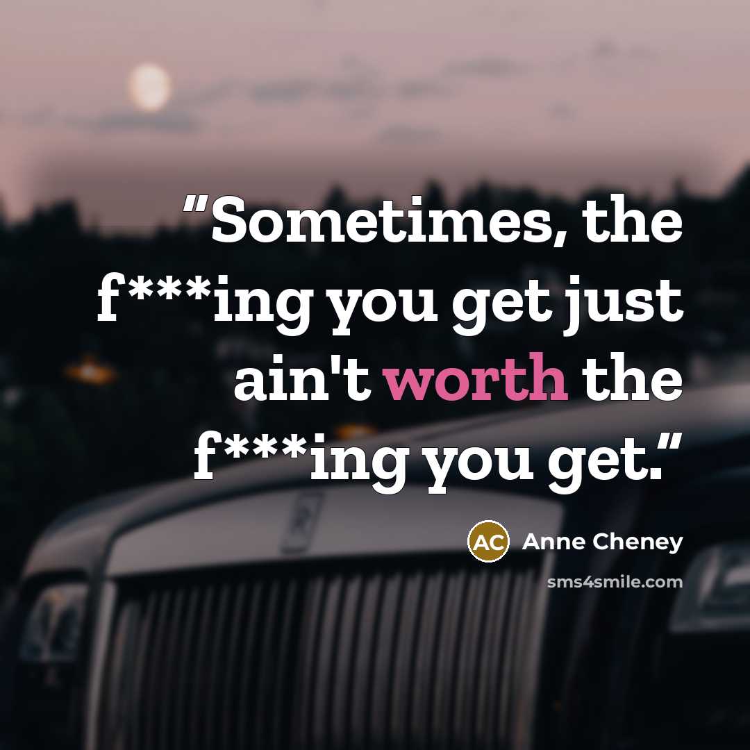 “Sometimes, the f***ing you get just ain't worth the f***ing you get.” quote by Anne Cheney