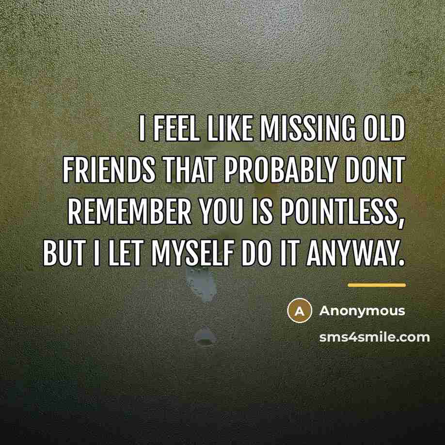 “I feel like missing old friends that probably dont remember…” quote by Anonymous