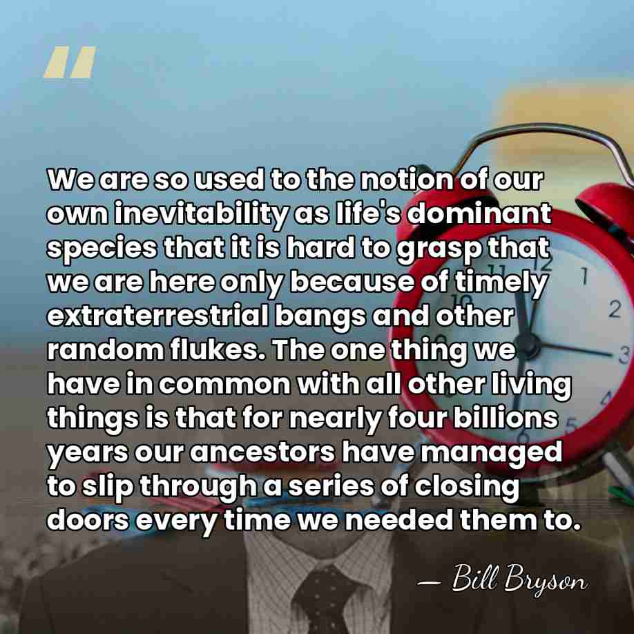 We are so used to the notion of our own inevitability as&hellip; - Bill Bryson