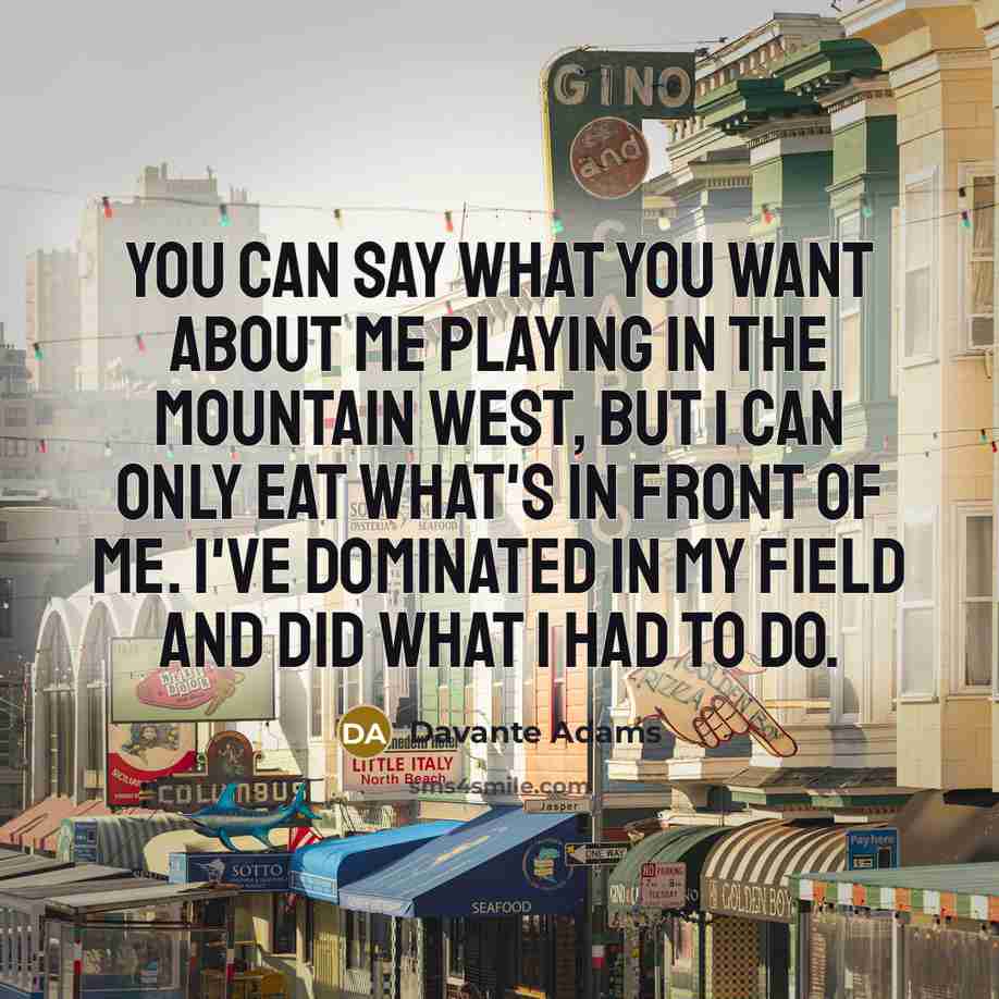 “You can say what you want about me playing in…” quote by Davante Adams