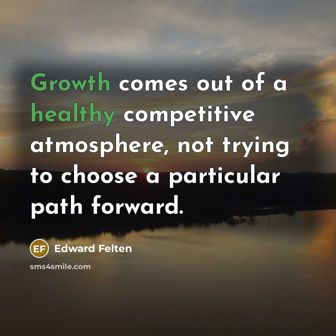 “Growth comes out of a healthy competitive atmosphere, not trying…” quote by Edward Felten