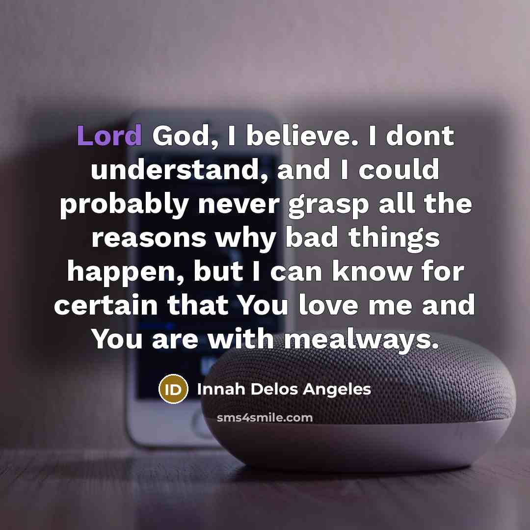 “Lord God, I believe. I dont understand, and I could…” quote by Innah Delos Angeles
