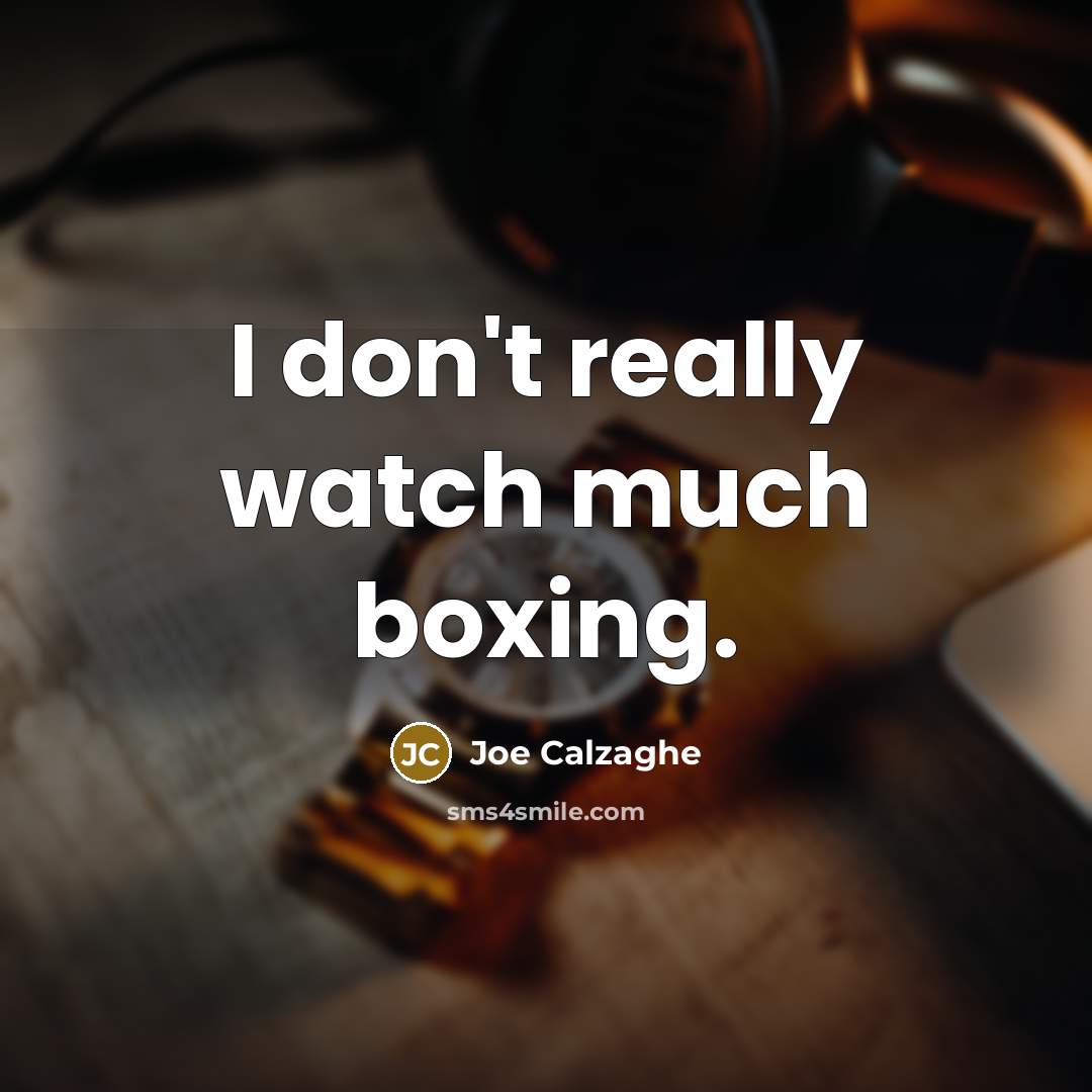 “I don't really watch much boxing.…” quote by Joe Calzaghe