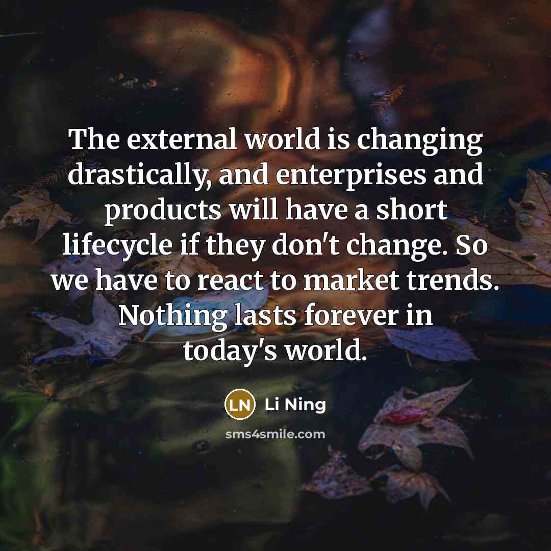 “The external world is changing drastically, and enterprises and products…” quote by Li Ning