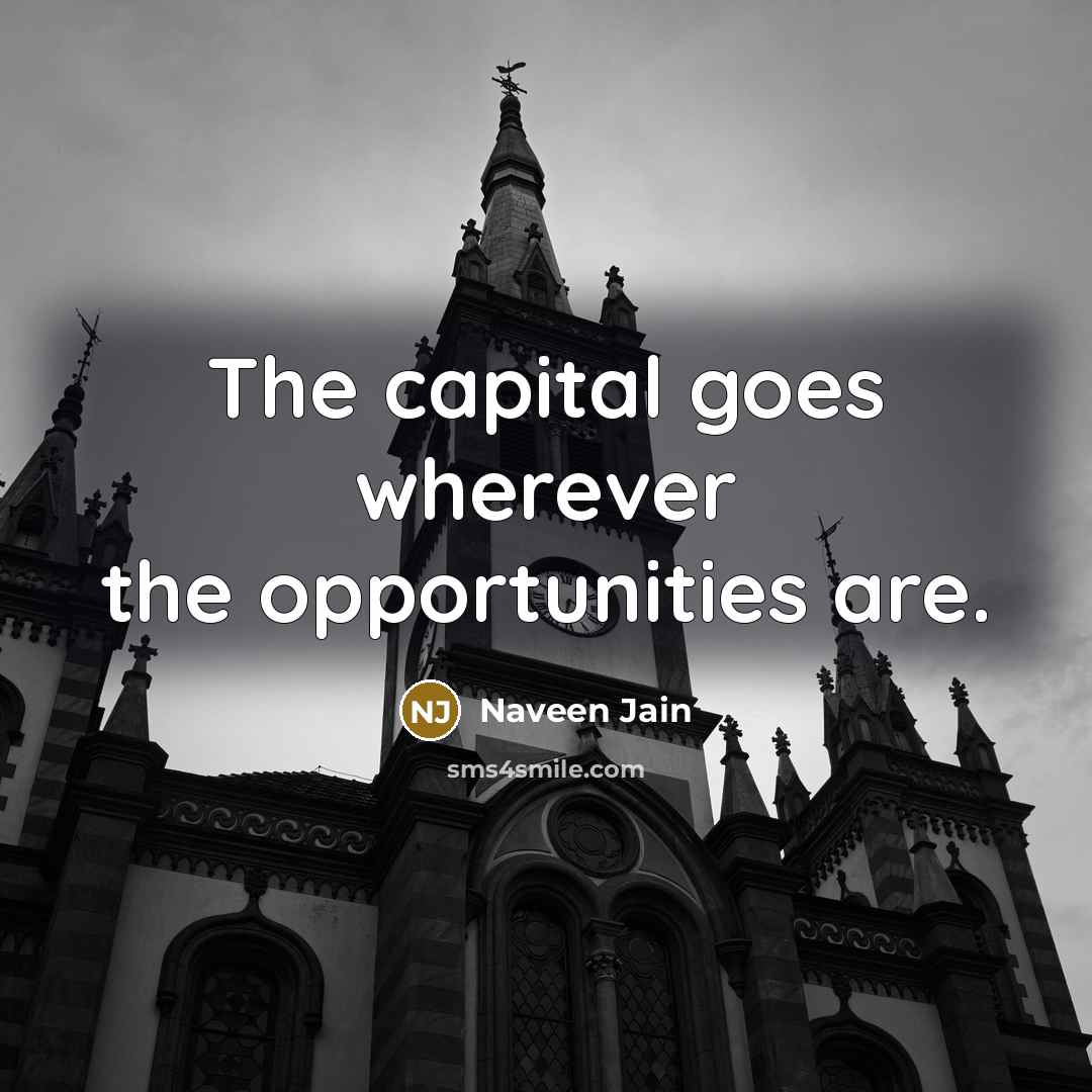 “The capital goes wherever the opportunities are.…” quote by Naveen Jain