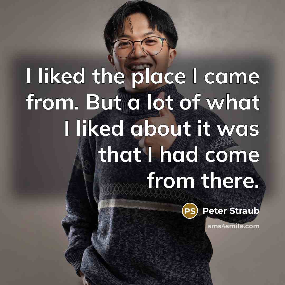 “I liked the place I came from. But a lot…” quote by Peter Straub