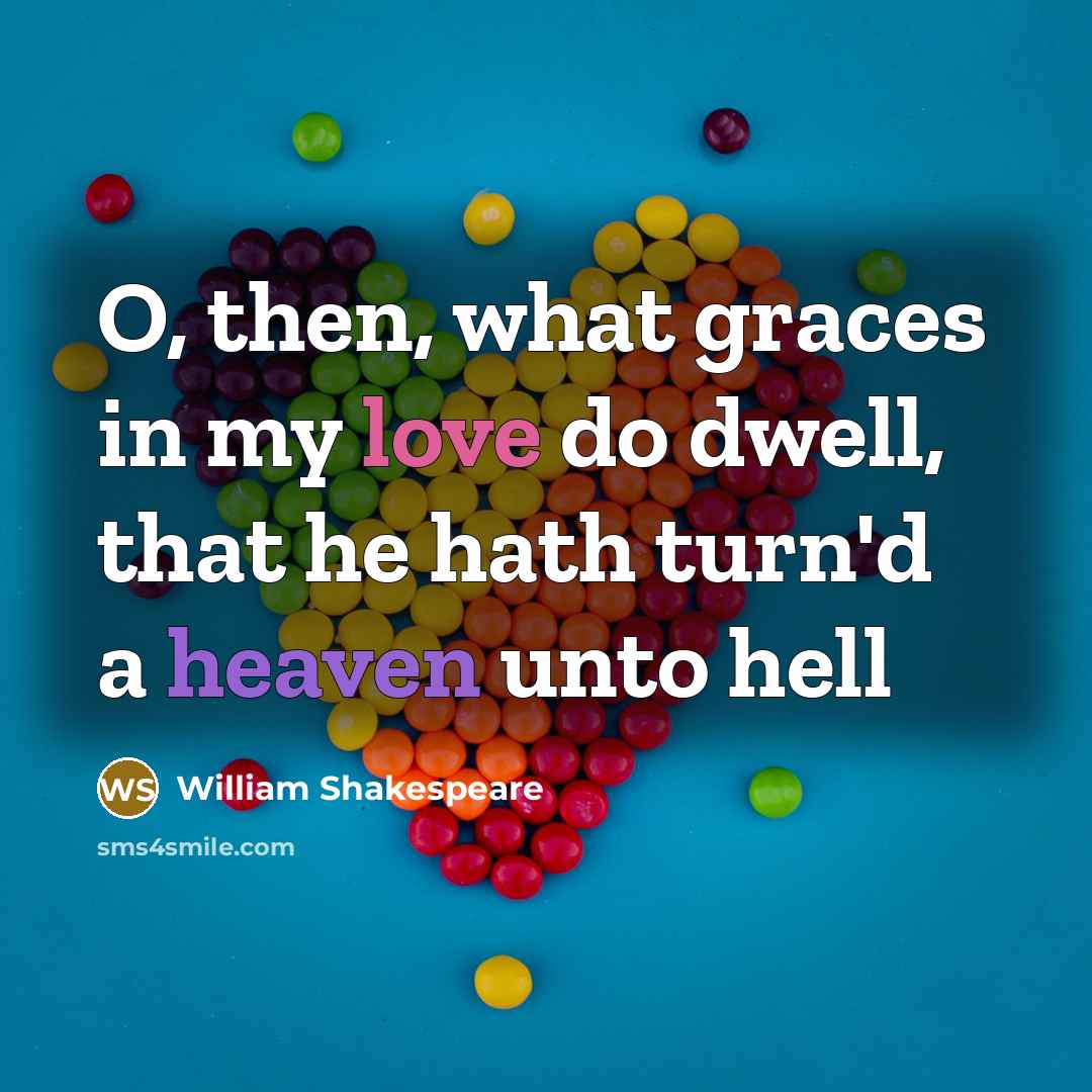 “O, then, what graces in my love do dwell, that…” quote by William Shakespeare
