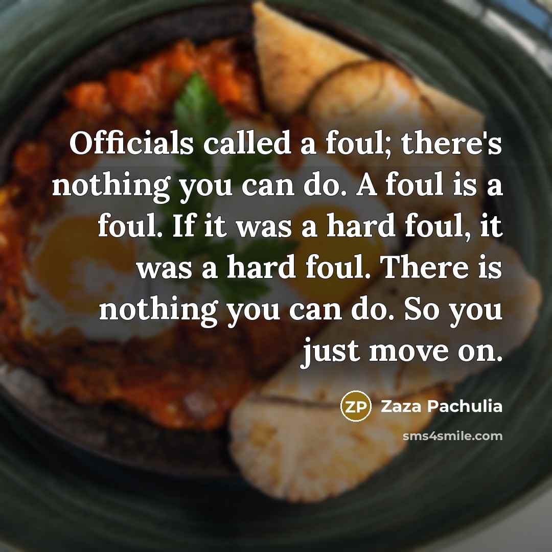 “Officials called a foul; there's nothing you can do. A foul is a foul. If it was a hard foul, it was a hard foul. There is nothing you can do. So you just move on.” quote by Zaza Pachulia