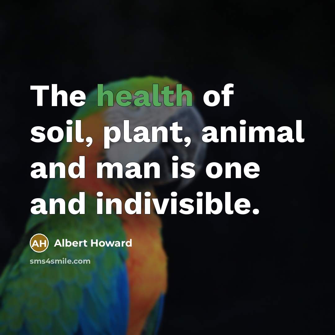 “The health of soil, plant, animal and man is one…” quote by Albert Howard