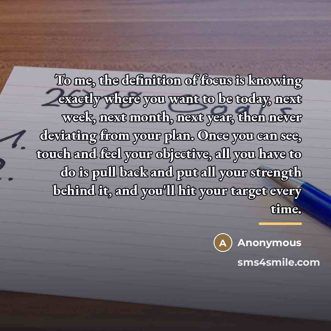 “To me, the definition of focus is knowing exactly where…” quote by Anonymous