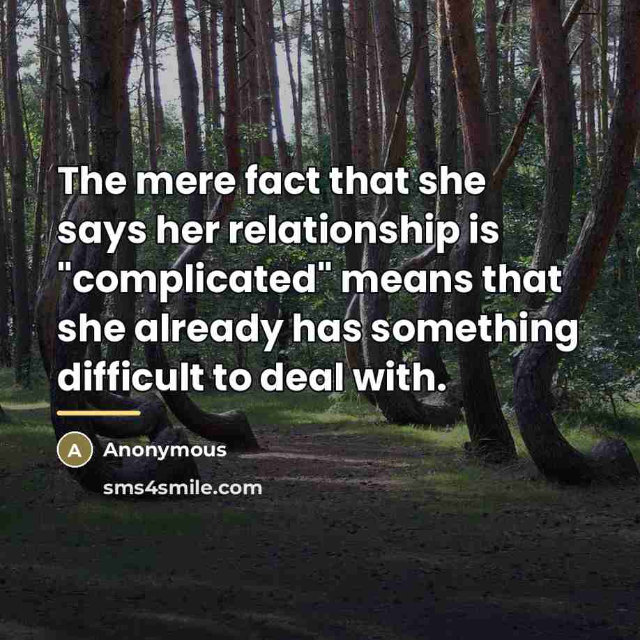 “The mere fact that she says her relationship is "complicated"…” quote by Anonymous