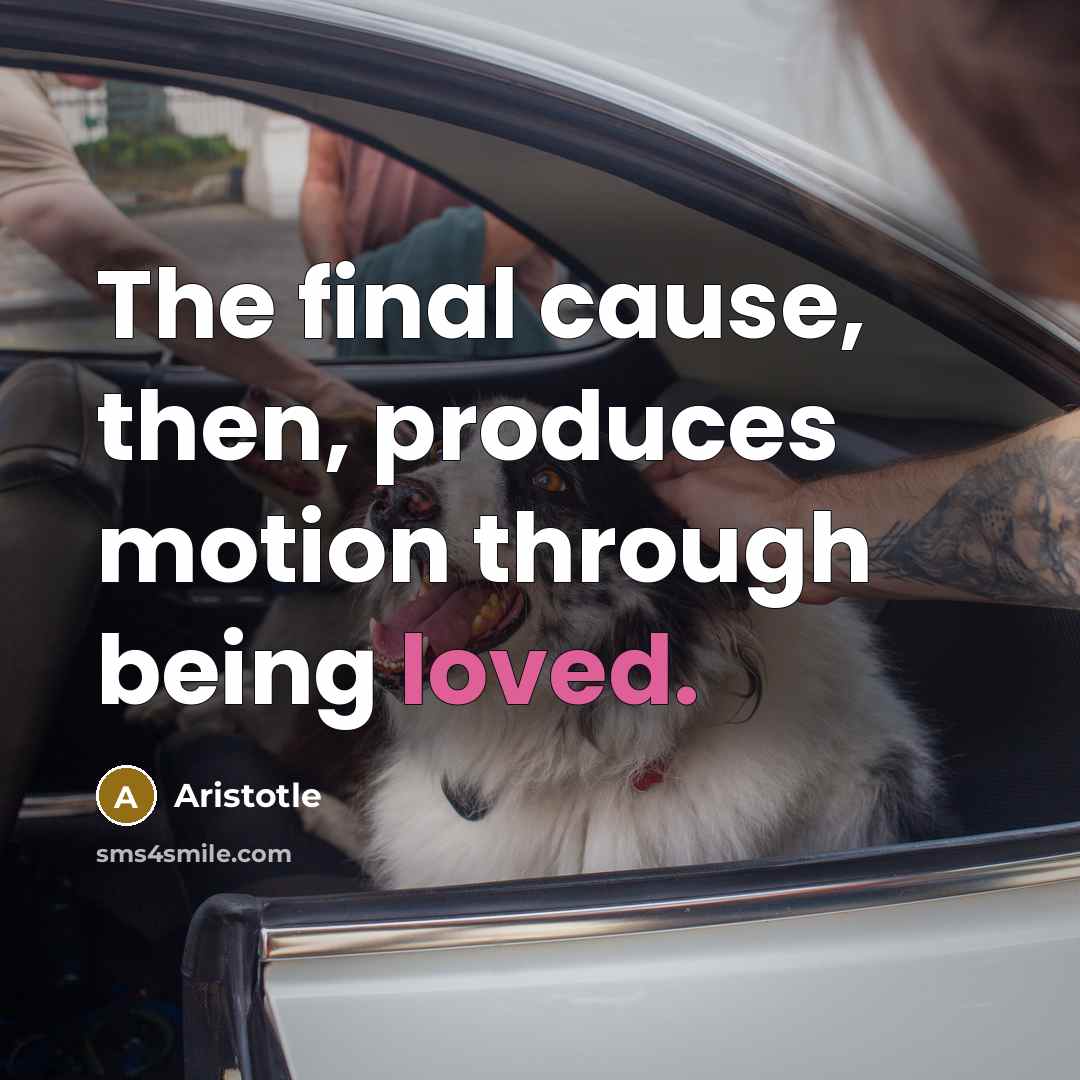 “The final cause, then, produces motion through being loved.…” quote by Aristotle