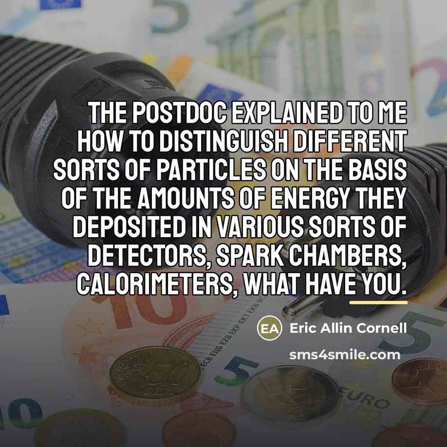 “The postdoc explained to me how to distinguish different sorts…” quote by Eric Allin Cornell