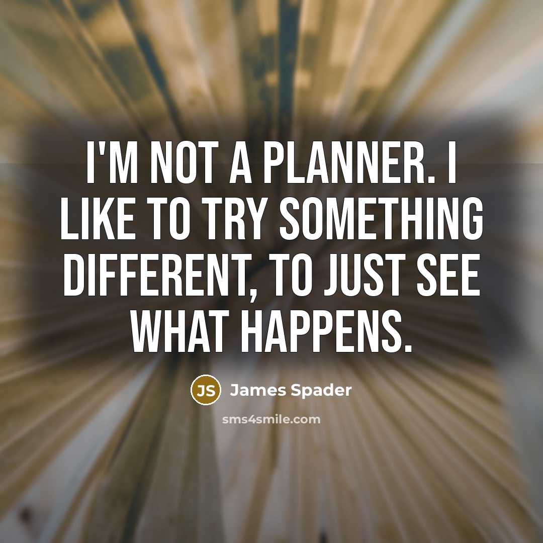 “I'm not a planner. I like to try something different,…” quote by James Spader