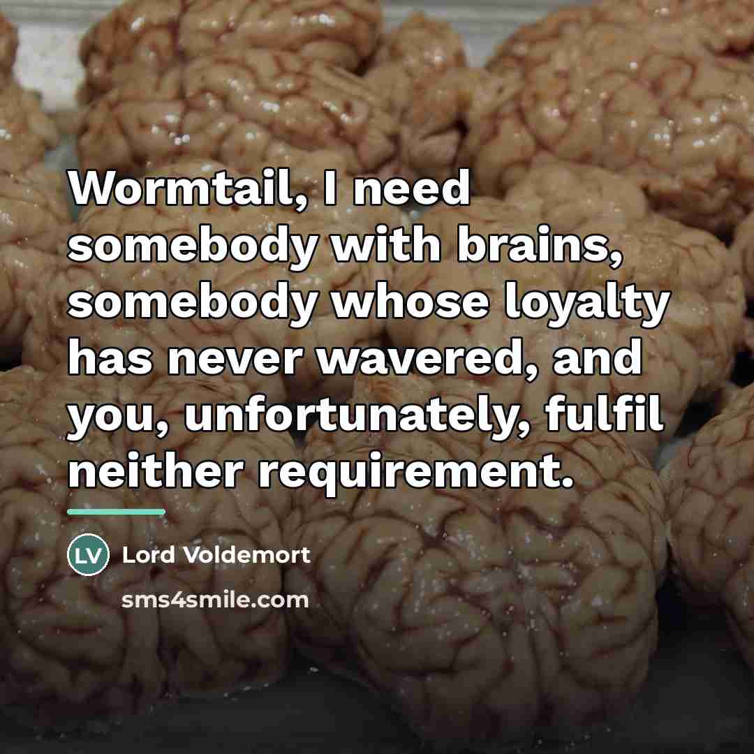 “Wormtail, I need somebody with brains, somebody whose loyalty has…” quote by Lord Voldemort
