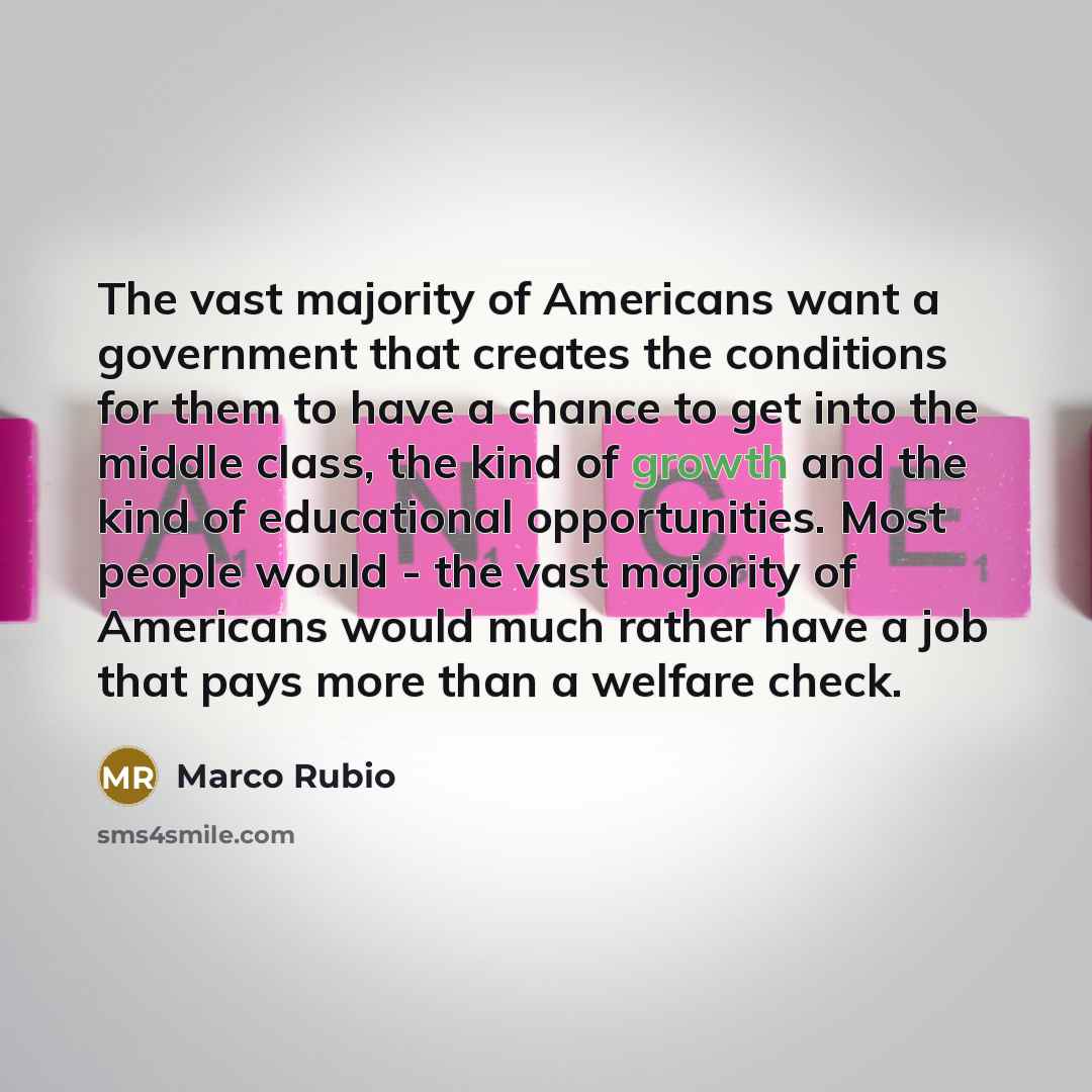 “The vast majority of Americans want a government that creates…” quote by Marco Rubio