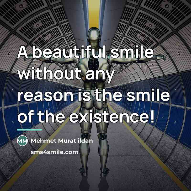 “A beautiful smile without any reason is the smile of…” quote by Mehmet Murat Ildan