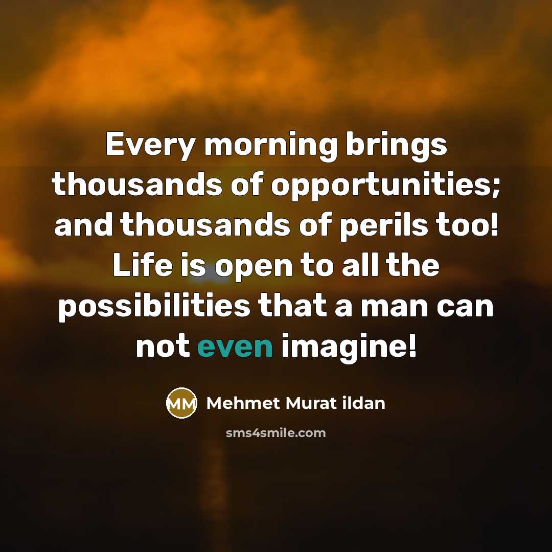 “Every morning brings thousands of opportunities; and thousands of perils…” quote by Mehmet Murat Ildan