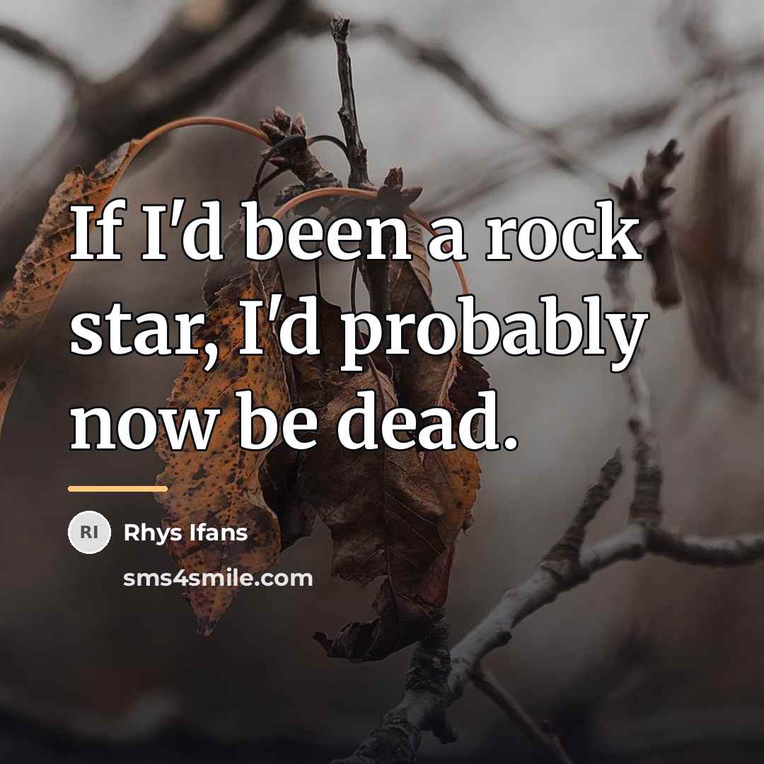 “If I'd been a rock star, I'd probably now be…” quote by Rhys Ifans