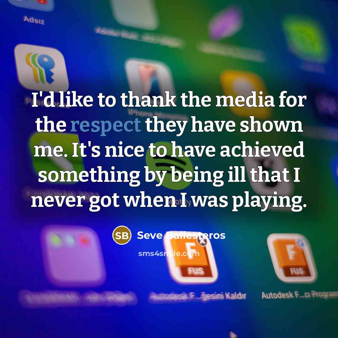 “I'd like to thank the media for the respect they…” quote by Seve Ballesteros