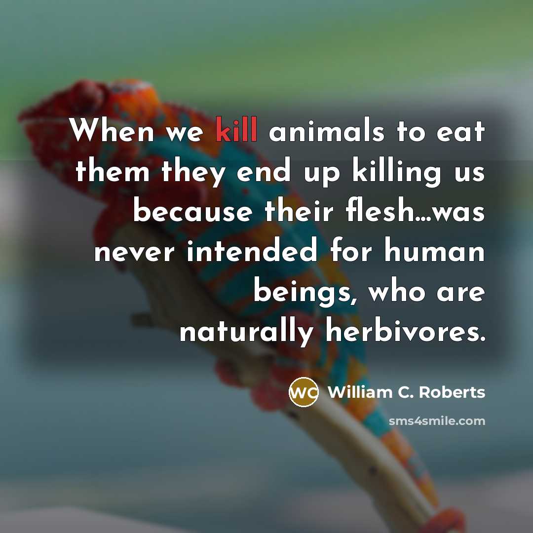 “When we kill animals to eat them they end up…” quote by William C. Roberts
