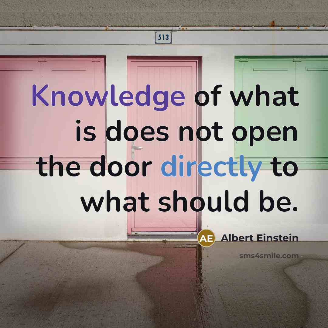 “Knowledge of what is does not open the door directly to what should be.” quote by Albert Einstein