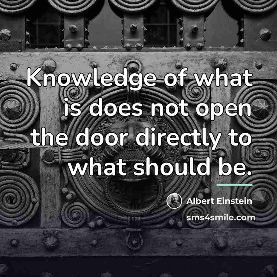 “Knowledge of what is does not open the door directly…” quote by Albert Einstein