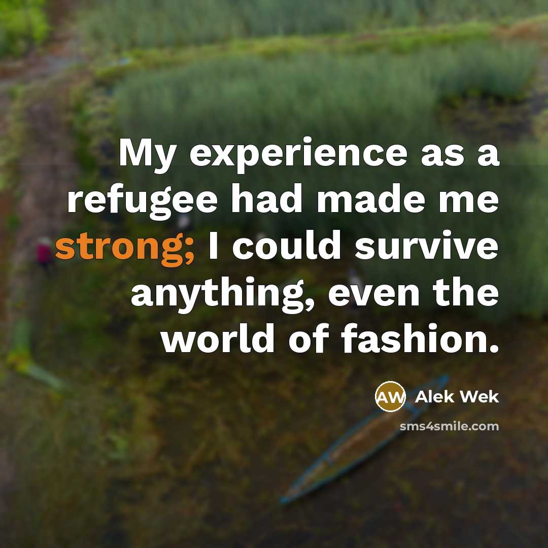 “My experience as a refugee had made me strong; I…” quote by Alek Wek