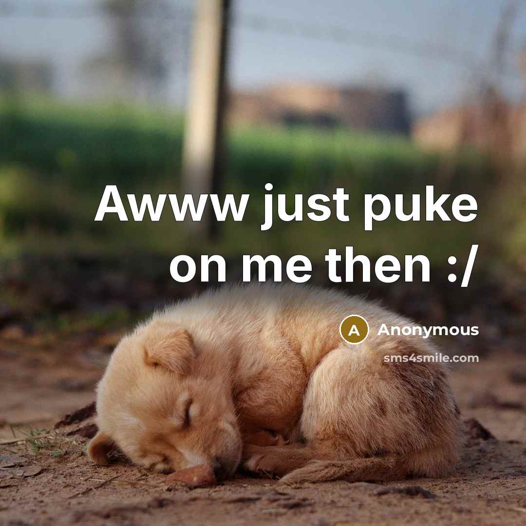 “Awww just puke on me then :/” quote by Anonymous