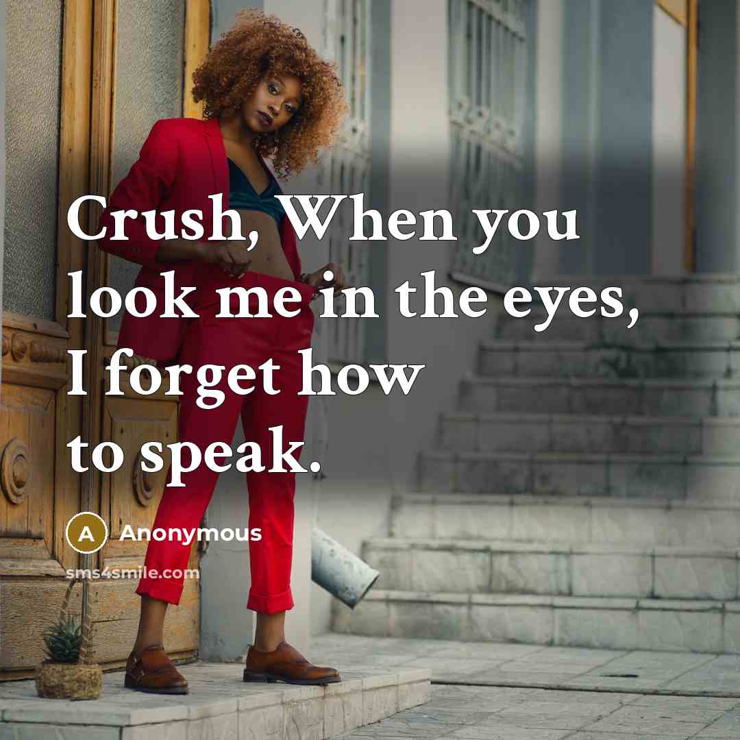 “Crush, When you look me in the eyes, I forget how to speak.” quote by Anonymous