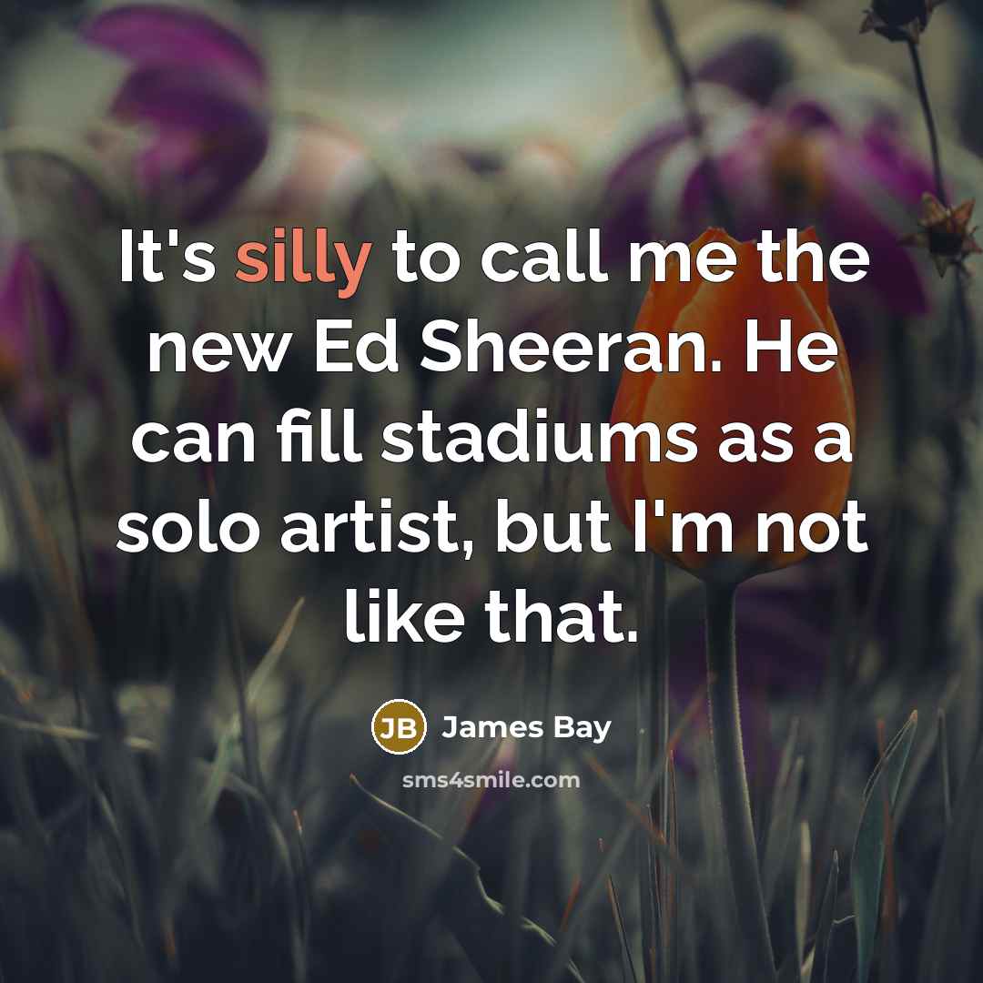 “It's silly to call me the new Ed Sheeran. He…” quote by James Bay