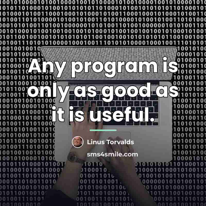 “Any program is only as good as it is useful.…” quote by Linus Torvalds