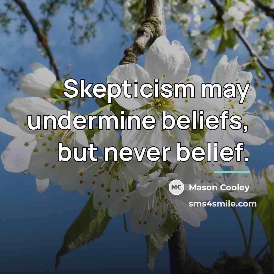 “Skepticism may undermine beliefs, but never belief.…” quote by Mason Cooley