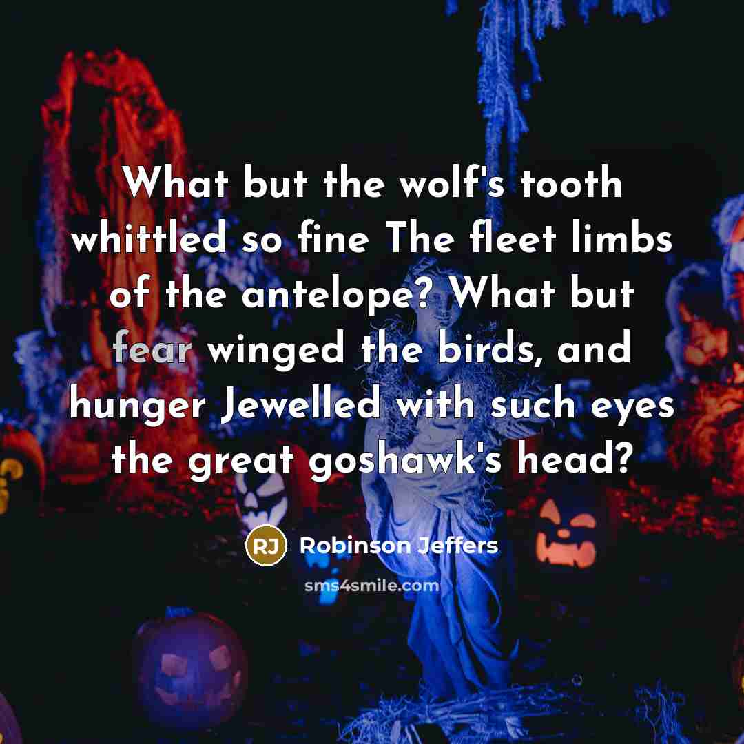 “What but the wolf's tooth whittled so fine The fleet…” quote by Robinson Jeffers